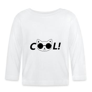 Chat cool - T-shirt manches longues bio Bébé - blanc - Devant