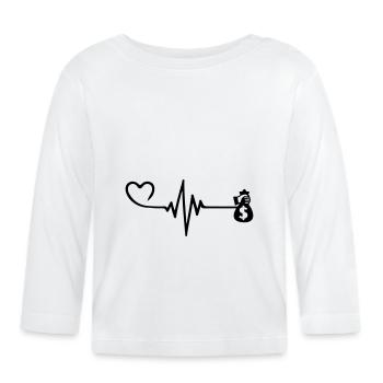 Money Love Pulse Heart - Organic Baby Long Sleeve T-Shirt - white - Front