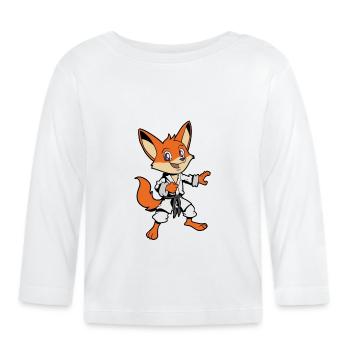 Comic Fuchs macht Karate - Baby Bio-Langarmshirt - Weiß - Vorne