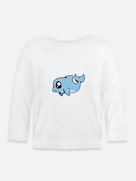 Kawaii Schweinswal - Baby Bio-Langarmshirt - Weiß