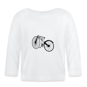 Schwarz Weiß Zeichnung - Bicyclette - Baby Bio-Langarmshirt - Weiß - Vorne