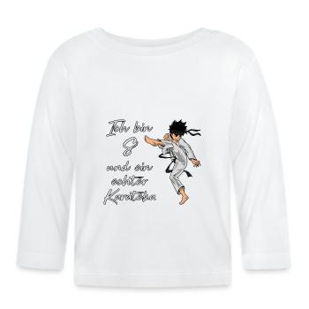 Ich bin 8 - Jungen Karate - Baby Bio-Langarmshirt - Weiß - Vorne