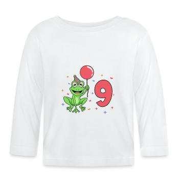 With frog - children's birthday 9 years - Organic Baby Long Sleeve T-Shirt - white - Front