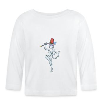 Comic cat twirling - Organic Baby Long Sleeve T-Shirt - white - Front