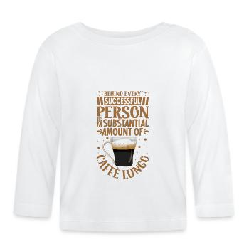 Erfolgreich nur mit Caffè Lungo - Baby Bio-Langarmshirt - Weiß - Vorne