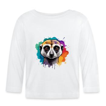 Suricate à l’aquarelle, couleur de la savane - T-shirt manches longues bio Bébé - blanc - Devant