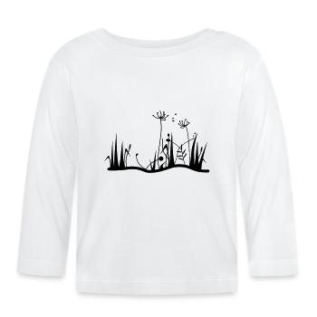 Blumen und Gräser - Baby Bio-Langarmshirt - Weiß - Vorne