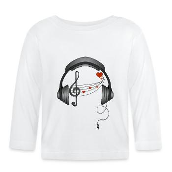 Écouteur - T-shirt manches longues bio Bébé - blanc - Devant