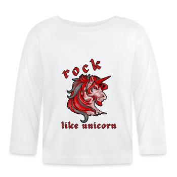 rock like unicorn - Organic Baby Long Sleeve T-Shirt - white - Front