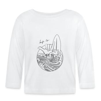 Cœur de surfeur - T-shirt manches longues bio Bébé - blanc - Devant