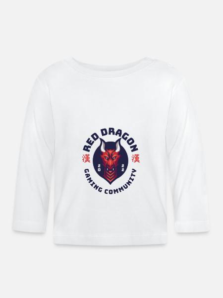 Red Dragon_Gaming Community - Baby Bio-Langarmshirt - Weiß