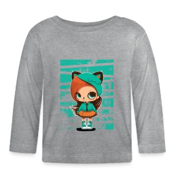 Cute Foxy Girl - Baby Bio-Langarmshirt - Grau meliert - Vorne