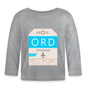 Flughafen Chicago 1950 - Baby Bio-Langarmshirt - Grau meliert - Vorne