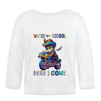 Attention à l’école - me voilà / Steampunk boy - T-shirt manches longues bio Bébé - blanc - Devant