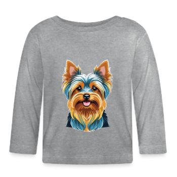 Yorkshire Terrier - Baby Bio-Langarmshirt - Grau meliert - Vorne