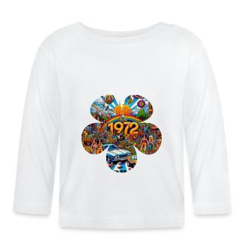 1972 (fleur) - T-shirt manches longues bio Bébé - blanc - Devant