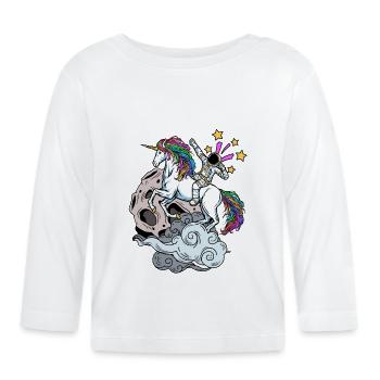 Einhorn Astronaut –Fantastisches Regenbogen-Design - Baby Bio-Langarmshirt - Weiß - Vorne