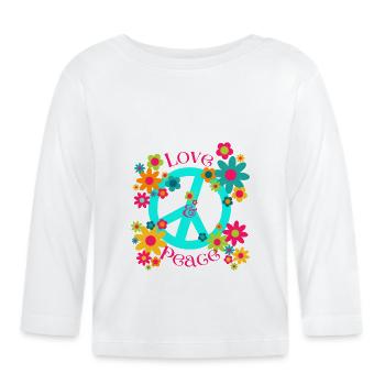 LOVE & PEACE - Baby Bio-Langarmshirt - Weiß - Vorne