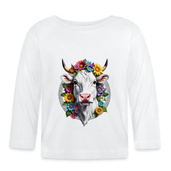 BLÜHENDE KUH - Baby Bio-Langarmshirt - Weiß - Vorne
