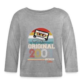 Cadeau rétro élégant : 2001 Vintage - T-shirt manches longues bio Bébé - gris chiné - Devant