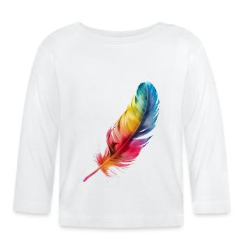 Vogelfeder: Leichtgewicht mit genialer Funktion - Baby Bio-Langarmshirt - Weiß - Vorne