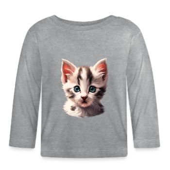 Cute little kitten - Organic Baby Long Sleeve T-Shirt - heather grey - Front