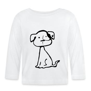 Chien - T-shirt manches longues bio Bébé - blanc - Devant