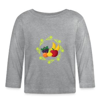 Obst-Ring-Logo-Fruit- - Baby Bio-Langarmshirt - Grau meliert - Vorne