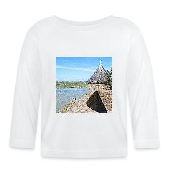 Le mont Merveille et sa tour - T-shirt manches longues bio Bébé - blanc - Devant