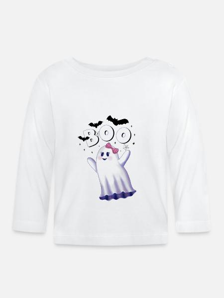 Halloween Ghost. Boo - Organic Baby Long Sleeve T-Shirt - white