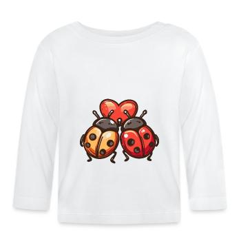Marienkäfer Liebe Paar Niedlich Glück - Baby Bio-Langarmshirt - Weiß - Vorne