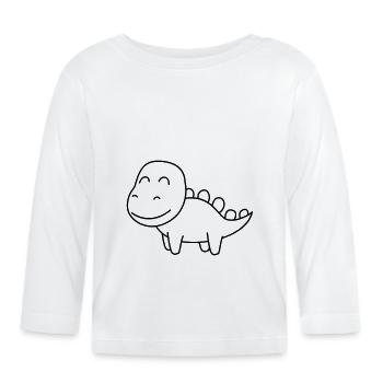 Dinosaur stegosaurus Comic - Organic Baby Long Sleeve T-Shirt - white - Front