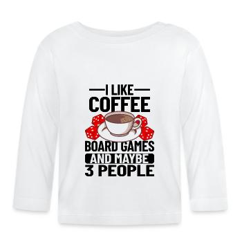 Board Games / Coffee Gift : Board Games & Coffee - Baby Bio-Langarmshirt - Weiß - Vorne