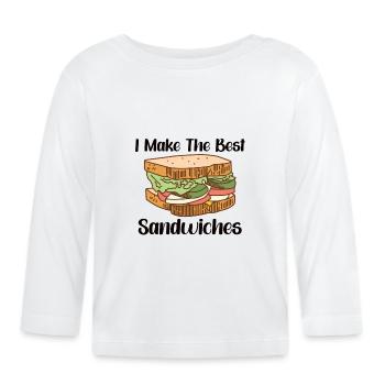 Sandwich Lover Picknick Food Lover Breakfast Gift - Baby Bio-Langarmshirt - Weiß - Vorne
