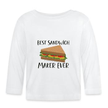 Sandwich Lover Picknick Food Lover Breakfast Gift - Baby Bio-Langarmshirt - Weiß - Vorne