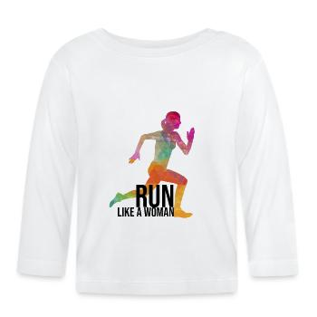 Run like a woman - Baby Bio-Langarmshirt - Weiß - Vorne