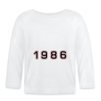 1986 Year Number - Organic Baby Long Sleeve T-Shirt - white - Front