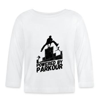 Parkour Sport Freerunning saying powered - Organic Baby Long Sleeve T-Shirt - white - Front