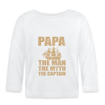 papa mann mythos kapitän captain boot schiff chef - Baby Bio-Langarmshirt - Weiß - Vorne