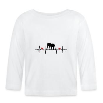 Eléphants Pachydermes Proboscis Afrique Trompette Éléphant - T-shirt manches longues bio Bébé - blanc - Devant