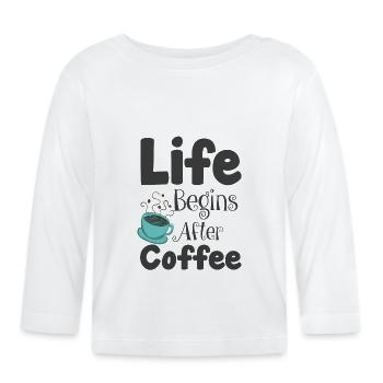 Kaffeemaschine Koffein job Cafe Kaffeebohne Kaffee - Baby Bio-Langarmshirt - Weiß - Vorne