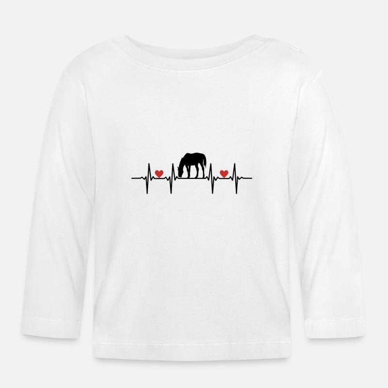 Cavalier Cavalier Cheval Chevaux Poney Écurie Chevaux - T-shirt manches longues bio Bébé - blanc