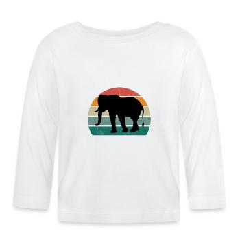 Eléphant Pachyderme Proboscis Afrique Trompettes Éléphant - T-shirt manches longues bio Bébé - blanc - Devant