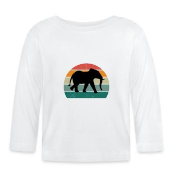 Eléphant Pachyderme Proboscis Afrique Trompettes Éléphant - T-shirt manches longues bio Bébé - blanc - Devant