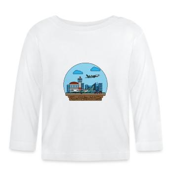 Airplanes Flying Pilot Pilot Airport - Organic Baby Long Sleeve T-Shirt - white - Front