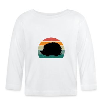 Hedgehog Spine Ball Roll Up Autumn Leaves Hedgehog - Organic Baby Long Sleeve T-Shirt - white - Front
