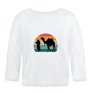 Camels Trample Animal Desert Arabia Dromedary Camel - Organic Baby Long Sleeve T-Shirt - white - Front