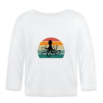 Meer Ozean Wasser Fisch Fische Krabbe Krebs Qualle - Baby Bio-Langarmshirt - Weiß - Vorne