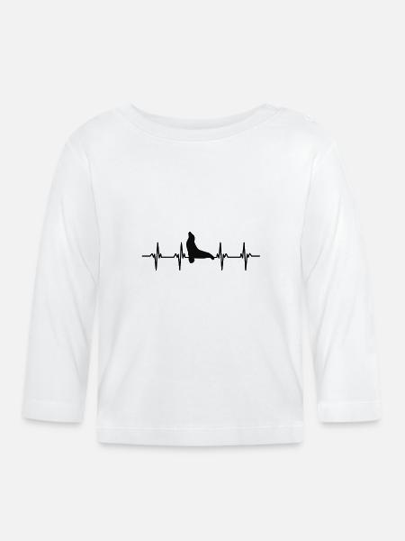 Robben Seehund Seehunde Schwimmen Ohrenrobbe Robbe - Baby Bio-Langarmshirt - Weiß