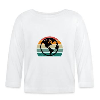 continents europe asia north america america earth - Organic Baby Long Sleeve T-Shirt - white - Front